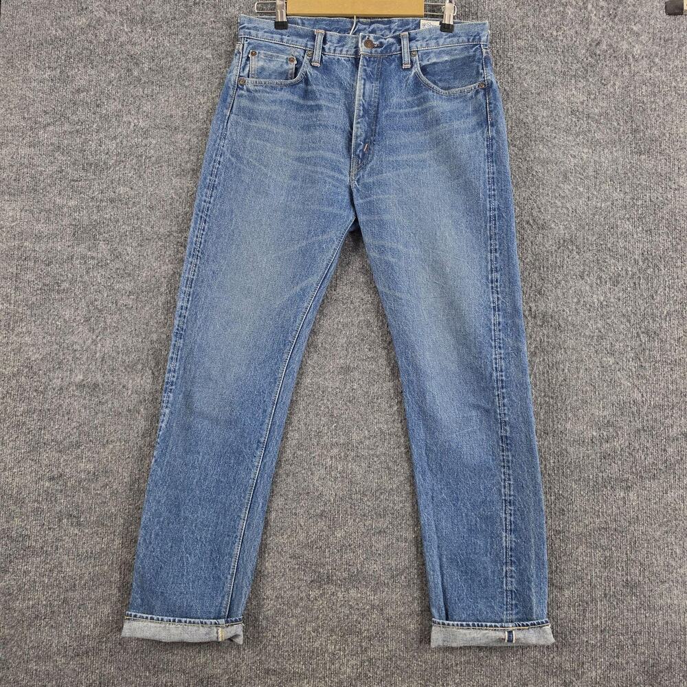OrSlow Jeans Men 33x32 107 Ivy Fit Selvedge Denim 2 Year Wash Slim Straight Blue